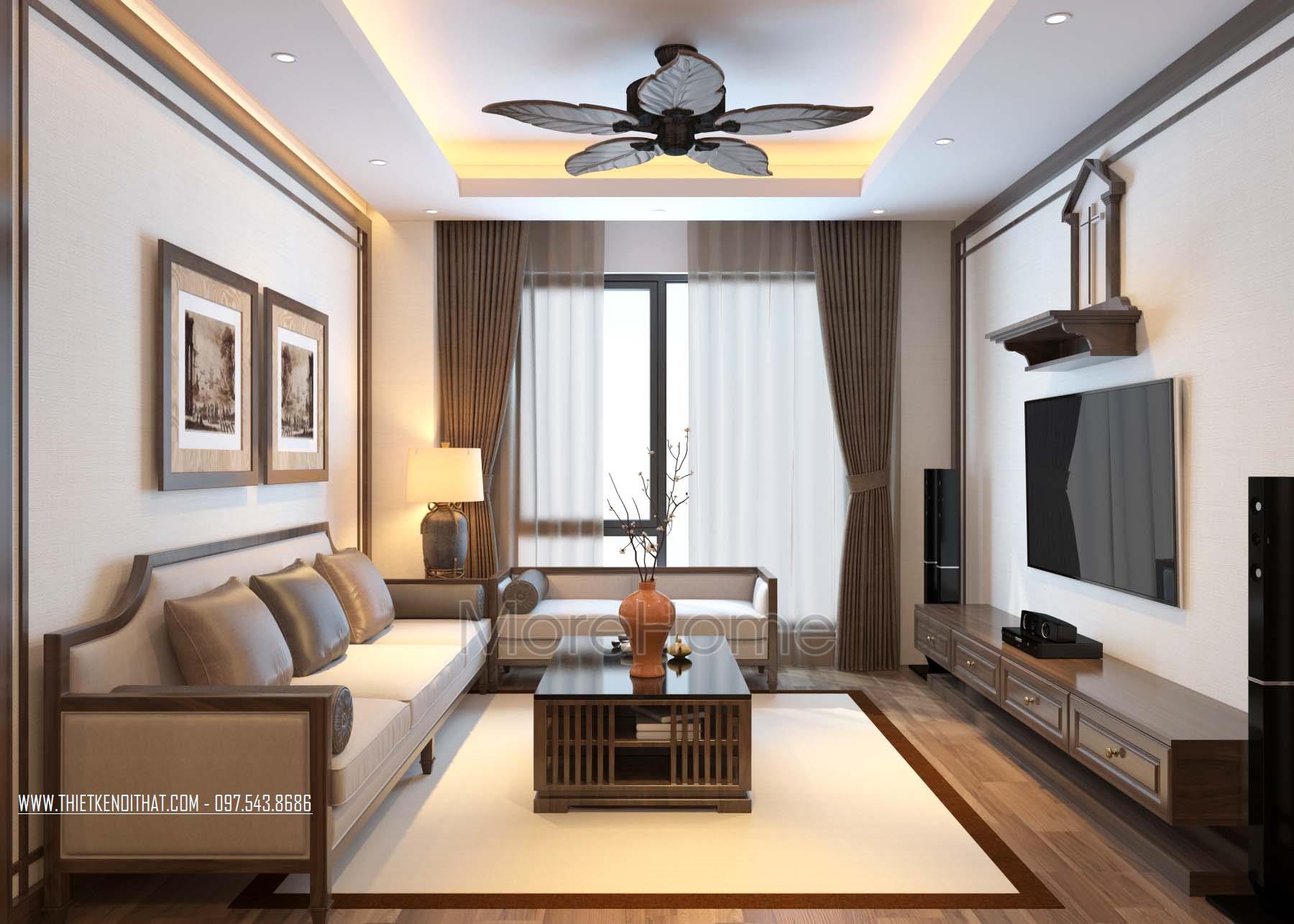 Mẫu thiết kế nội thất phòng khách chung cư Morehome đã thiết kế thi công Mẫu thiết kế nội...